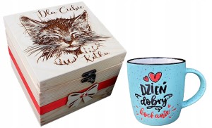 Kubek pudełko Kotek Walentynki dla Niej Prezent