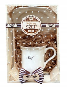 PREZENT DLA SZEFA, SZEFOWEJ KUBEK TALERZYK