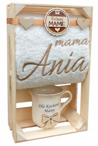 Ręcznik z Haftem + Kubek + Magnes prezent na Dzień Mamy