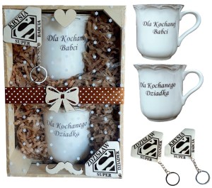 Kubki Breloki z grawerem imię, prezent na Dzień Babci i Dziadka NEW