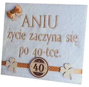 Prezent na 40, 50, 60 urodziny 40-tka,50-tka ręcznik haft imię