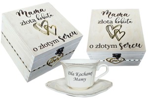 Prezent na Dzień Matki dla mamy - Złote Serce, upominek zestaw Mama