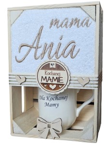 Gustowny Prezent dla Mamy Dzień Matki Imię, Haft, Kubek