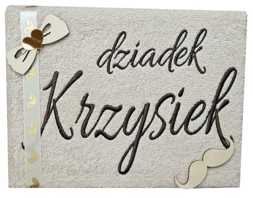 ręcznik haft imię prezent dziadka bawęłna krem cappuccino.jpg
