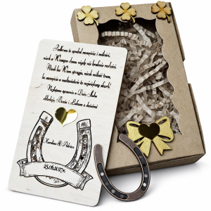 Pamiątka Ślubu Podkowa na Szczęście Pudełko na Pieniądze Prezent