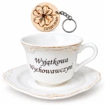 Prezent na Dzień Nauczyciela dla wychowawczyni, Elegancka Filiżanka, Brelok, MIX wzorów